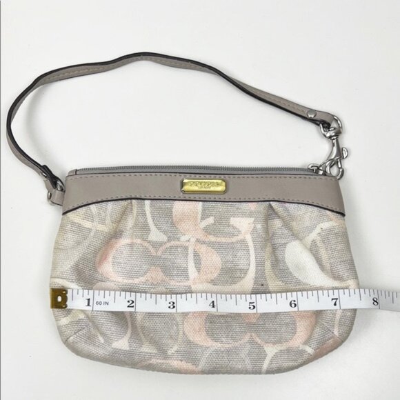 Coach Pastel Multicolor Signature Monogram Fabric Leather Wristlet - Picture 14 of 15